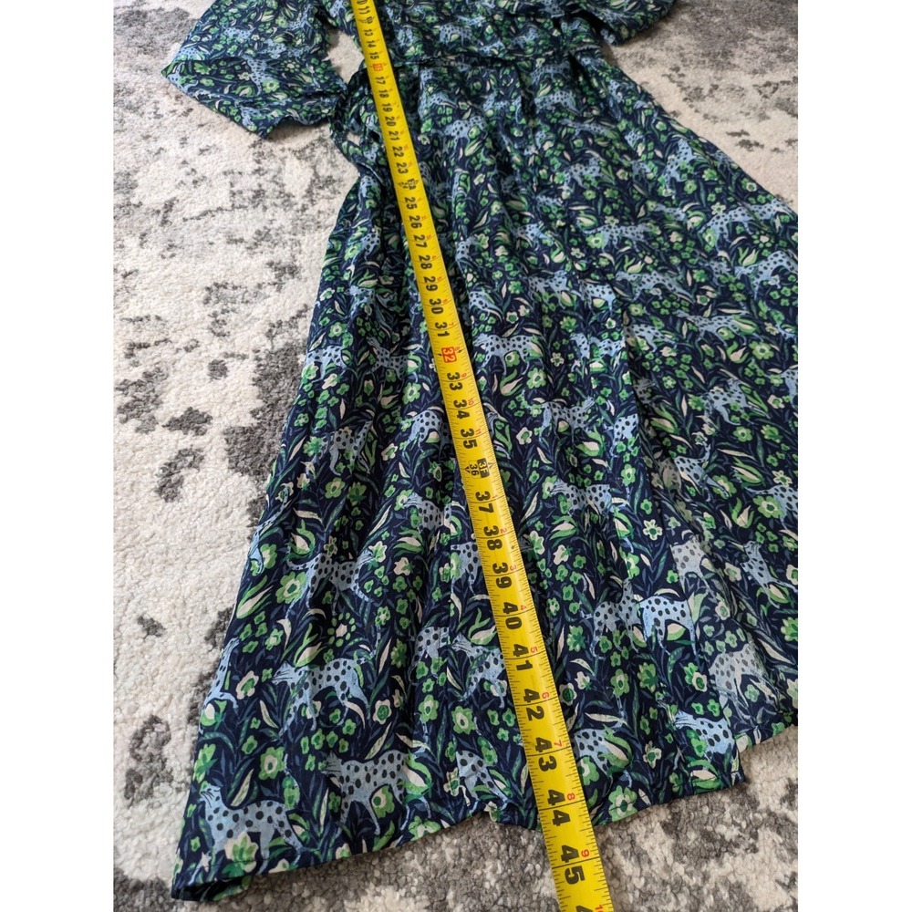 J. Crew Leopard Fauna Floral Button Front Long Sleeve‎ Midi Dress Sz 6 Pockets - Picture 9 of 10